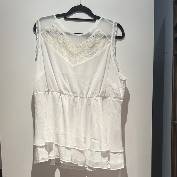 Torrid White Sleeveless Blouse with Lace - Picture 1 of 7